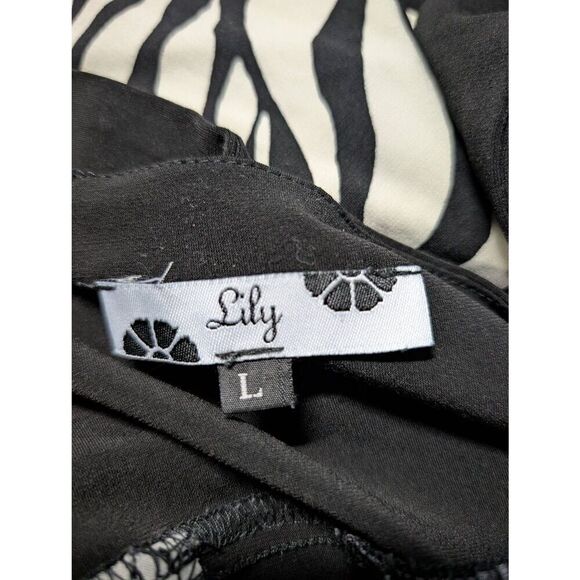 Lily Black & White Dress with Zebra Print  Women's Size 8 - Picture 4 of 4